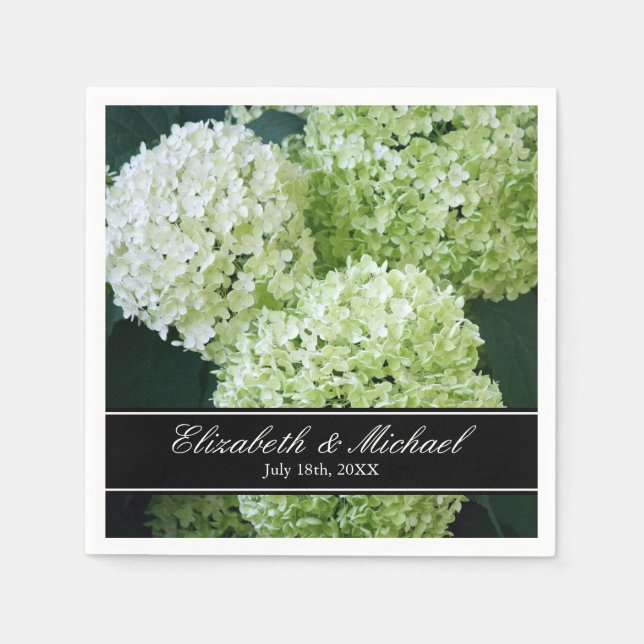 White Annabelle Hydrangeas Bröllop Personlig Pappersservett (Framsidan)