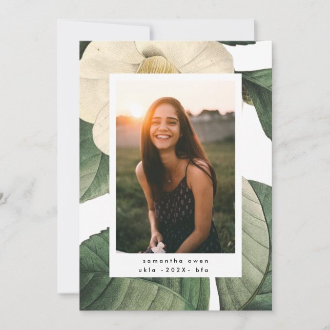 White Antique Flower Photo Universiteten Grad Meddelande (Framsida)