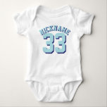 White & Aqua Baby | Sports Jersey Design Tee Shirt<br><div class="desc">White & Aqua Baby | Sports Jersey Design ・ Baby Sports Bodykostym</div>