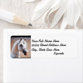White Arabian Horse returadress Etikett
