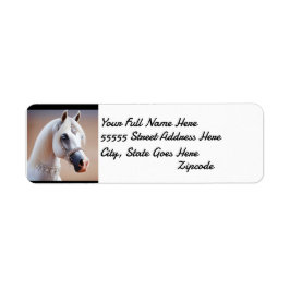 White Arabian Horse returadress Returadress Etikett