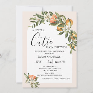 White Arch Clementine Little Cutie Baby Shower Inbjudningar