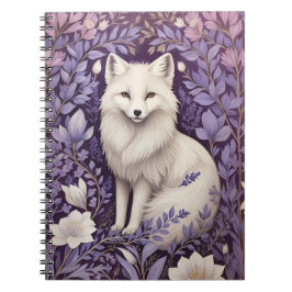 White Arctic Fox Lavender William Morris Flowers Anteckningsbok