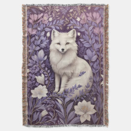 White Arctic Fox Lavender William Morris Flowers Filt