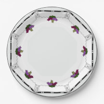 White Art Deco-Black, Silver, Violet Grapes Gräns