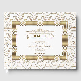 White Art Deco Underbar Gatsby 1920-talet Stil Brö Gästböcker