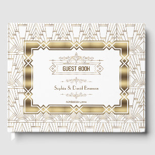 White Art Deco Underbar Gatsby 1920-talet Stil Brö Gästböcker