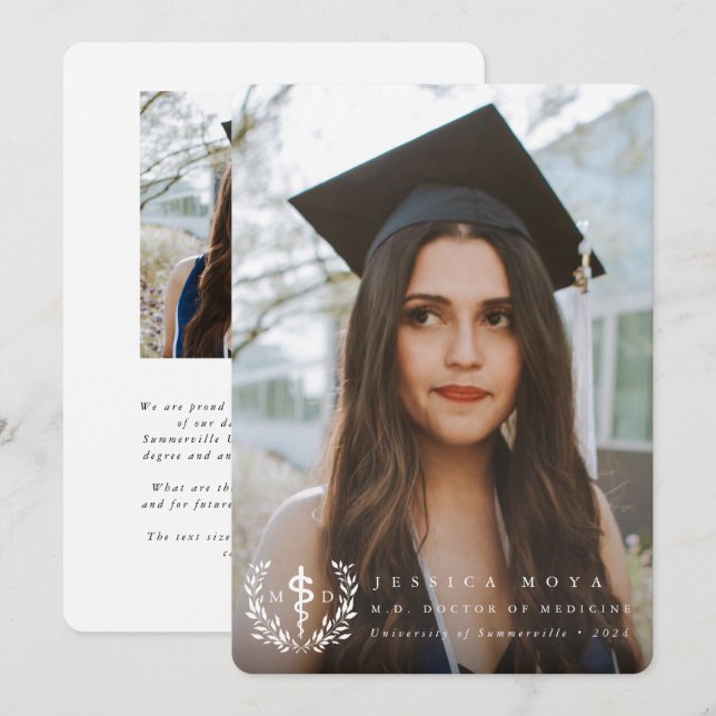 White Asclepius MD Doktor vid Medicine Studenten Meddelande (Fram/baksida)