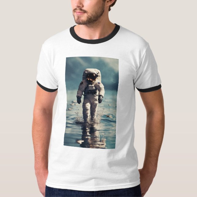 "White Astronaut Graphic Tee: Stellar Stil och Ga T Shirt (Framsida)
