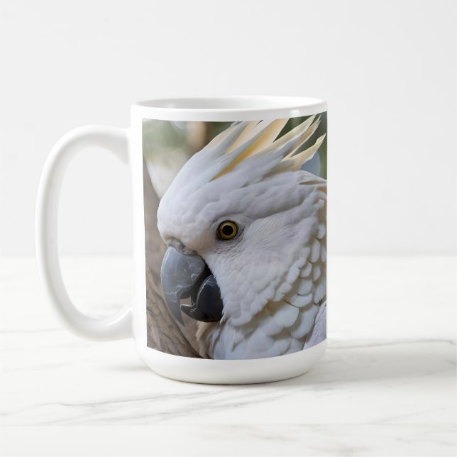 White Australian Cockatoo Parrot Kaffemugg (Vänster)