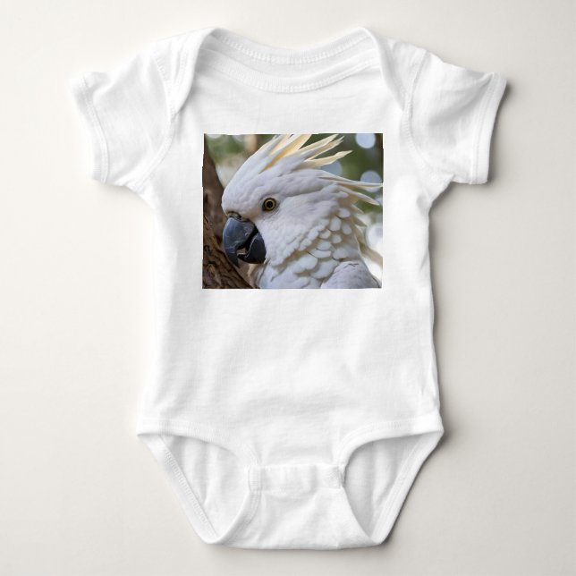 White Australian Cockatoo Parrot T Shirt (Framsida)