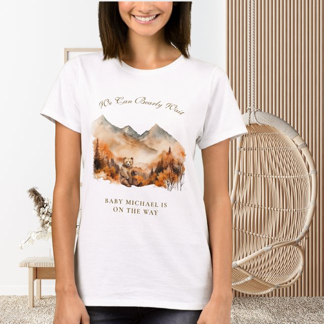 White Autumn Woodland Bear Cub We Can Bearly Wait T Shirt (Skapare uppladdad)
