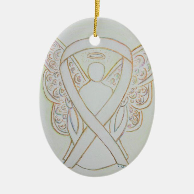 White Awareness Ribbon Angel Pendant Ornament (Framsidan)