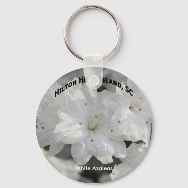 White Azaleas Keychain Nyckelring (Framsida)