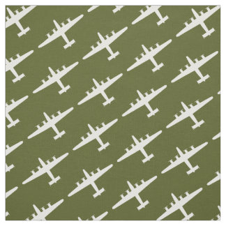 White B-24 Liberator Aircraft Mönster Olive Fabric Tyg