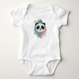 White Baby Bodysuit with Cute Panda T Shirt