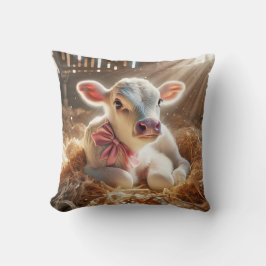 White Baby Calf i Barn Stall Kudde