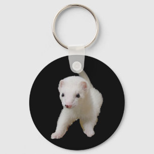 White Baby Ferret Keychain Nyckelring
