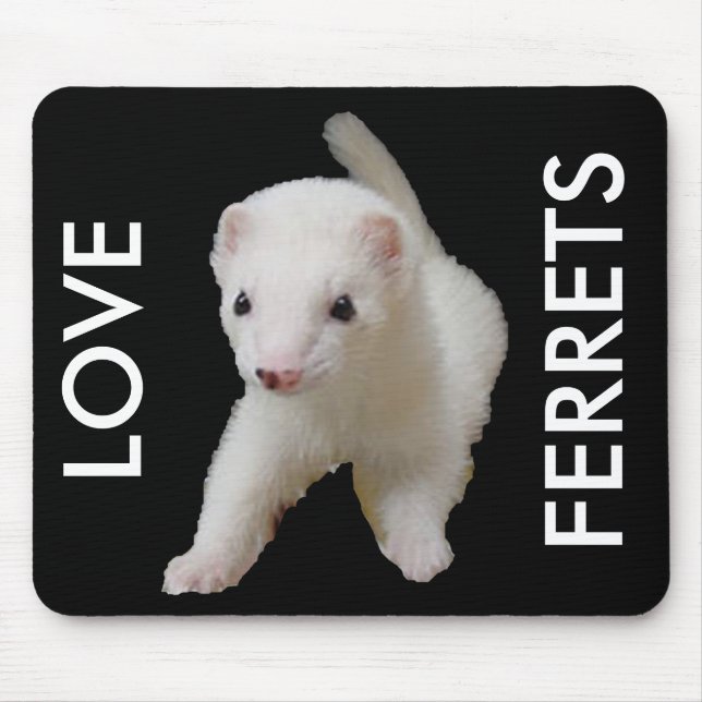 White Baby Ferret Mousepad Musmatta (Framsidan)