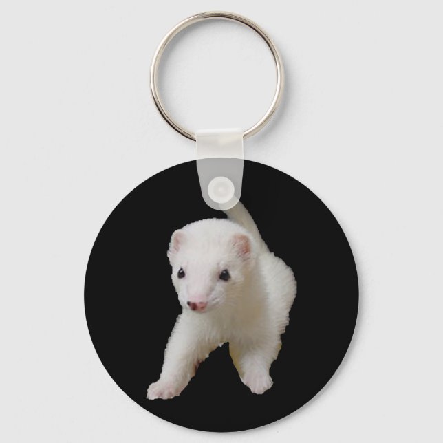 White Baby Ferret Nyckelring (Framsida)