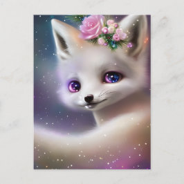 White Baby Fox Vykort
