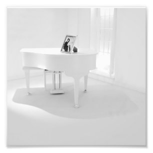 White Baby Grand Piano Fototryck