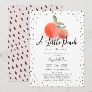 White Baby Shower Little Peach Watercolor White Ba Inbjudningar
