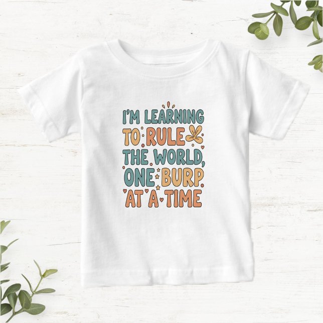 White Baby T-Shirt with Funny Phrase in Cotton (Skapare uppladdad)