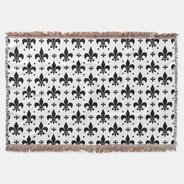 White Background Fleur-de-lis Mönster Design Filt (Framsidan)
