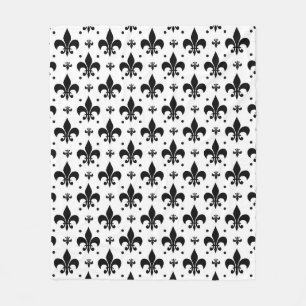 White Background Fleur-de-lis Mönster Design Fleecefilt