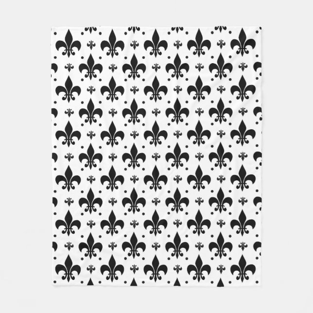 White Background Fleur-de-lis Mönster Design Fleecefilt (Framsidan)