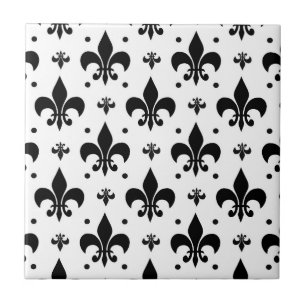 White Background Fleur-de-lis Mönster Design Kakelplatta