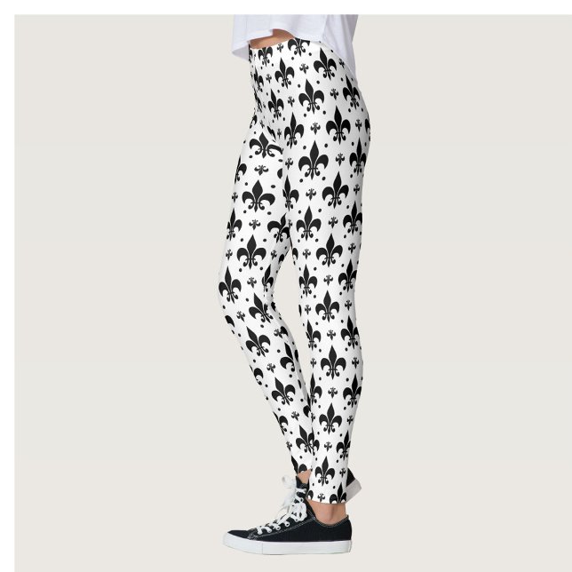 White Background Fleur-de-lis Mönster Design Leggings (Skapare uppladdad)