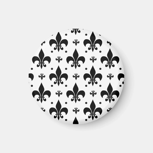 White Background Fleur-de-lis Mönster Design Magnet (Framsidan)