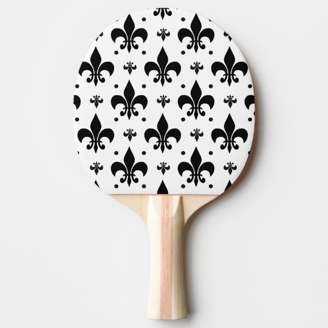 White Background Fleur-de-lis Mönster Design Pingisracket (Framsidan)
