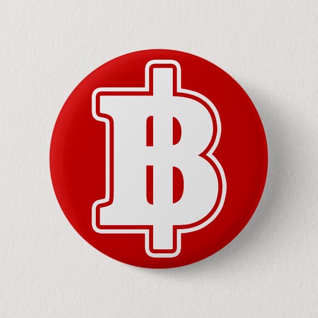 WHITE BAHT SIGN ฿ Thai Money Currency ฿ Knapp (Framsida)