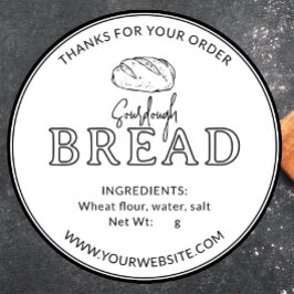 White Bakery Sourdough Bread Tack Sticker Runt Klistermärke