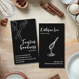 White Baking Utensil Black Bakery Visitkort