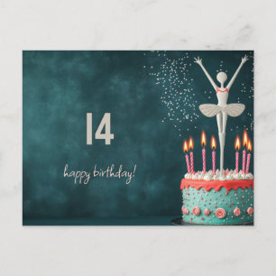 White Ballerina Birthday Cake Vykort