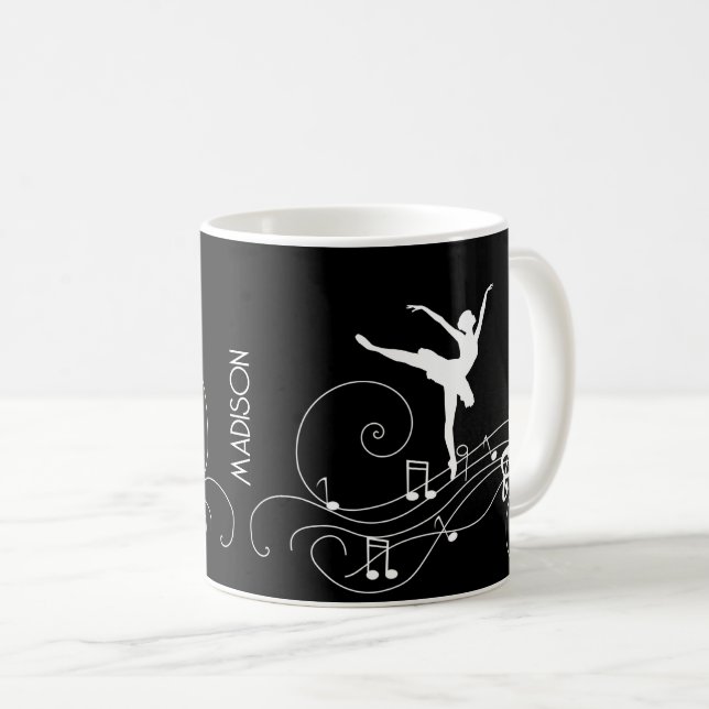 White Ballerina & Musik noter Kaffemugg (Framsida höger)