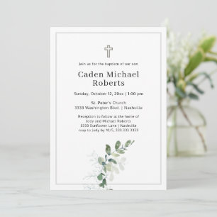 White Baptism Grey Kor-inbjudan Inbjudningar