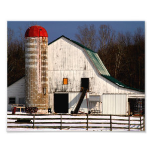 White Barn and Red Silo Fototryck