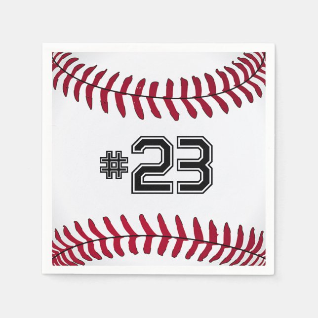 White Baseball med nummer Pappersservett (Framsidan)