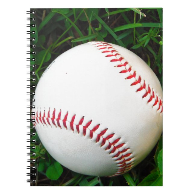 White Baseball med röd slitning Anteckningsbok Med Spiral (Framsidan)