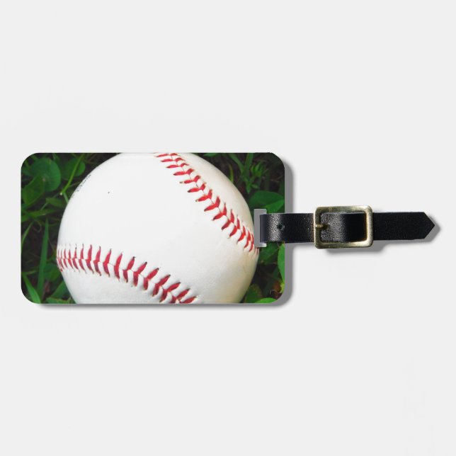 White Baseball med röd slitning Bagagebricka (Horisontell Framsida)
