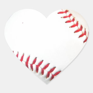 White Baseball med röd slitning Hjärtformat Klistermärke