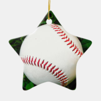 White Baseball med röd slitning Julgransprydnad Keramik