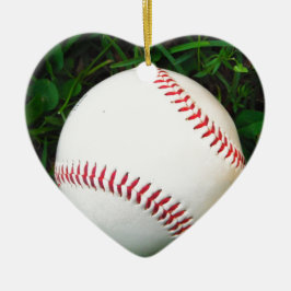 White Baseball med röd slitning Julgransprydnad Keramik