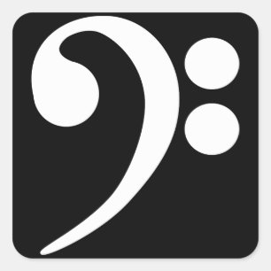White Bass Clef Fyrkantigt Klistermärke