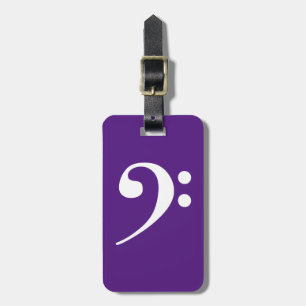 White Bass Clef on Lila Musical Instrument Jazz Bagagebricka